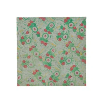 Storied Home Global Cotton Bengali Rali Quilt Fabric Wall Art In Green