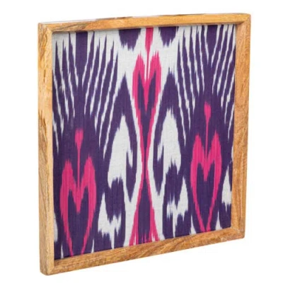 Storied Home Global Square Wood Framed Ikat Fabric Wall Décor In Multi