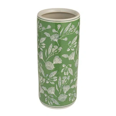 Storied Home Green Ceramic Umbrella Stand