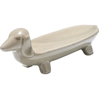 Storied Home Grey Ceramic Dog Dish In Neutral