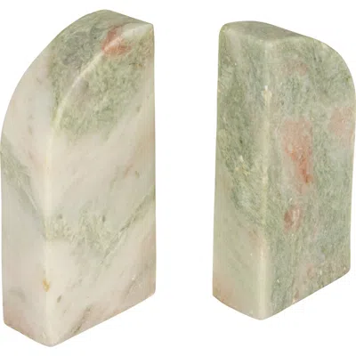 Storied Home Half Arch Marble Bookends, Green