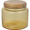 Storied Home Hammered Glass Jar With Mango Wood Lid In Yellow