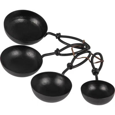 Storied Home Hammered Stainless Steel Scoops, Black, Set Of 4