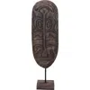 Storied Home Hand-carved Mango Wood Mask On Stand In Black