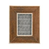 Storied Home Hand-carved Mango Wood Photo Frame With Bone Border & Ribbed Pattern, Natural In Brown