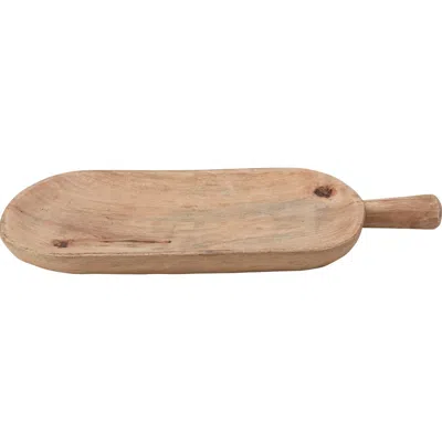 Storied Home Hand-carved Mango Wood Tray W/ Handle In Brown