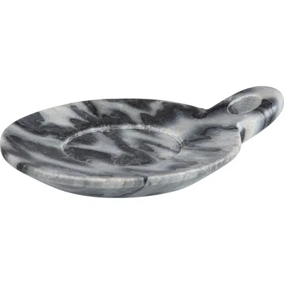 Storied Home Hand-carved Marble Dish With Handle, Grey In Gray