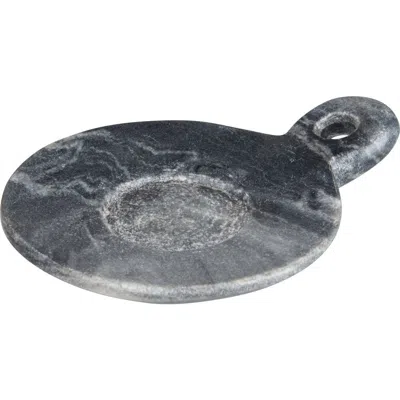 Storied Home Hand-carved Marble Dish With Handle, Grey In Gray