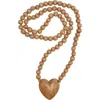 Storied Home Hand Carved Wood Beads With Heart In Brown