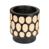 Storied Home Hand-carved Wood Planter With Dots, Black In Black