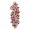 Storied Home Hand-embroidered Slub Printed Table Runner With Applique, Ornaments, Candy Canes, Beads In Pink