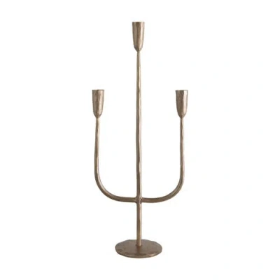 Storied Home Hand-forged Metal Candelabra, Antique Brass Finish In Gold