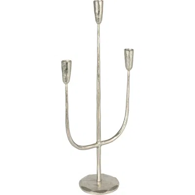 Storied Home Hand-forged Metal Candelabra, Silver Finish