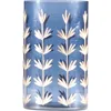 Storied Home Hand-painted Cut Glass Candle Holder/vase With Botanical Design, Navy Color And Gold Fi In Blue