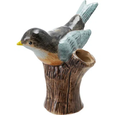 Storied Home Hand-painted Stoneware Bird Vase In Multi