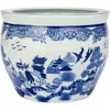 Storied Home Hand-painted Stoneware Planter, Blue And White In Blue