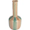 Storied Home Hand-painted Terra-cotta Vase With Tall Neck, Crackle Glaze In Multi