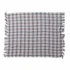 Storied Home Hand-woven And New Zealand Wool Slub Throw With Fringe, Grey And Natural Plaid In Gray