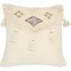 Storied Home Hand-woven Cotton And Jute Macramé Pillow With Tassels In White