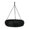 Storied Home Hand-woven Hanging Rattan Basket With Jute Rope Hanger In Black