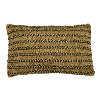Storied Home Hand-woven Jute And Cotton Macramé Lumbar Pillow In Brown