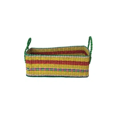 Storied Home Hand-woven Seagrass Basket With Stripes In Multi