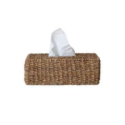 Storied Home Hand-woven Seagrass Tissue Box Cover, Natural In Brown