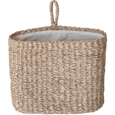 Storied Home Hand-woven Seagrass Wall Basket With Loop And Cotton Lining, Natural In Pink