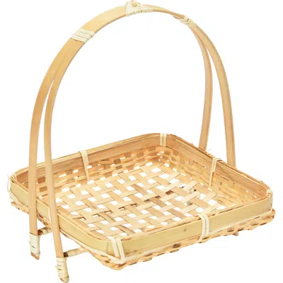 Storied Home Hand-woven Stand With Removable Tray In Brown