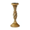 Storied Home Handcarved Wood Pillar Candle Holder In Gold