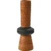 Storied Home Handmade Debossed Terra-cotta Vase In Brown