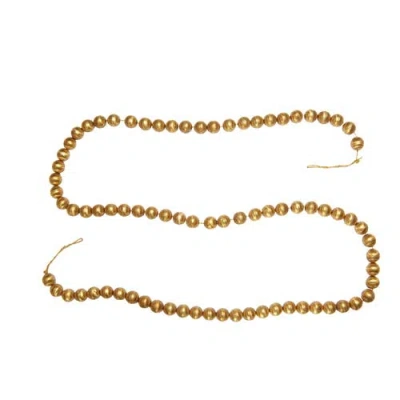 Storied Home Handmade Embossed Metal Ball Garland, Gold Finish