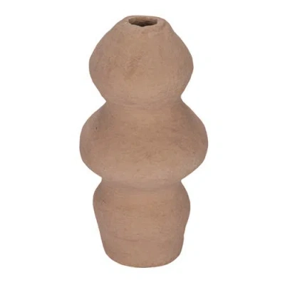 Storied Home Handmade Large Paper Mâché Vase With Dusty Color And Smooth Design, Pink In Brown