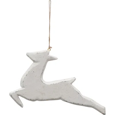 Storied Home Handmade Paper Mache Deer Ornament, White