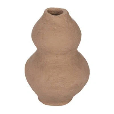 Storied Home Handmade Paper Mâché Vase With Dusty Color And Smooth Design, Pink In Brown