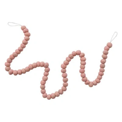 Storied Home Handmade Wool Felt Ball Garland, Pink