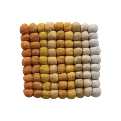 Storied Home Handmade Wool Felt Ball Square Trivet In Multi
