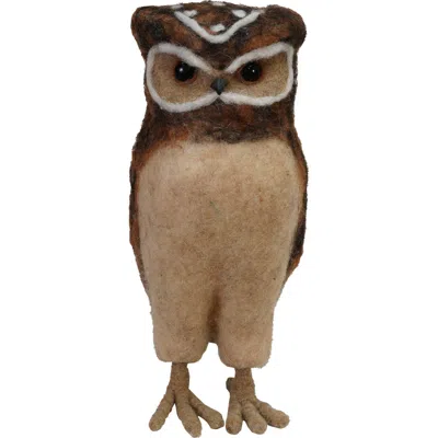 Storied Home Handmade Wool Felt Burrowing Owl, Brown