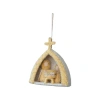 Storied Home Handmade Wool Felt Holy Family Ornament With Metallic Thread Embroidery, Tan And White In Yellow
