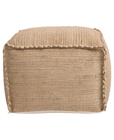 Storied Home Handwoven 24" Jute Pouf With Flanged Edges In Brown