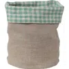 Storied Home Handwoven Linen Bread Basket With Gingham Lining In Green