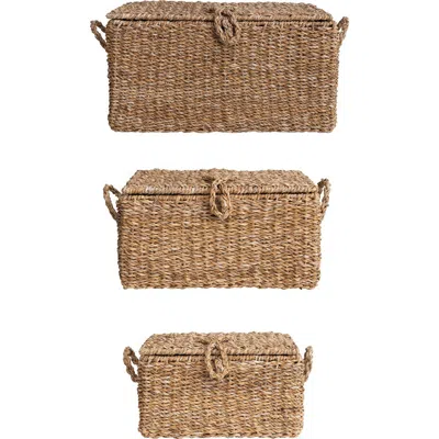 Storied Home Handwoven Seagrass Storage Trunks, Natural, Set Of 3 Sizes In Brown