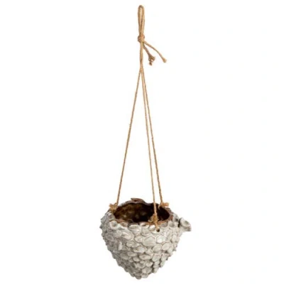 Storied Home Hanging Planter With Rope In White