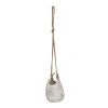 Storied Home Hanging Stoneware Planter With Jute Rope Hanger And Distressed Volcano Finish In White