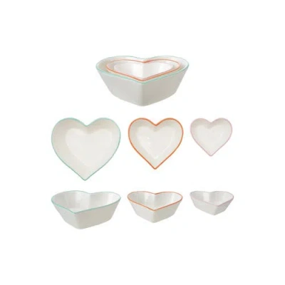 Storied Home Heart Shaped Bowls In White