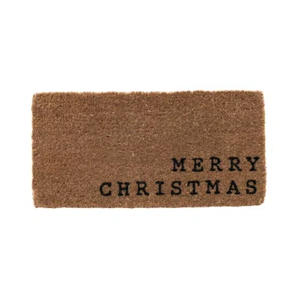 Storied Home Holiday Coir "merry Christmas" Doormat, Natural And Black In Brown