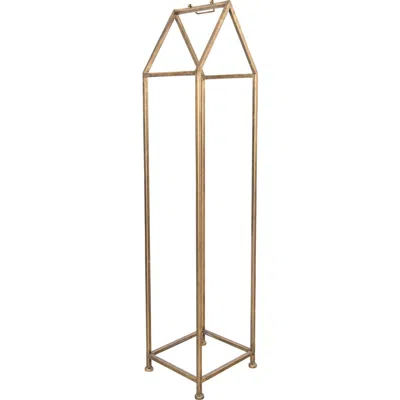 Storied Home House Shaped Fire Wood Holder With Handle In Gold