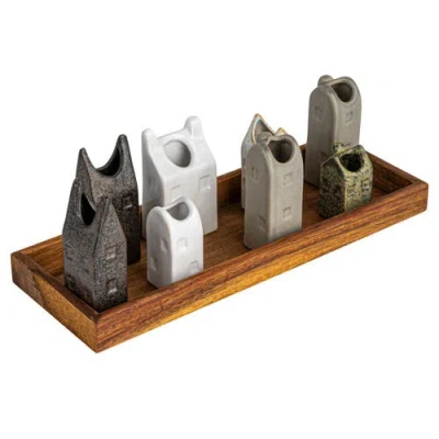Storied Home House-shaped Vase Set In Multi