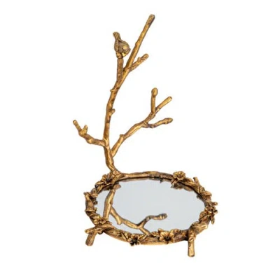 Storied Home Jewelry Holder With Bird Detail In Gold