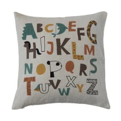 Storied Home Kids Cotton Alphabet Print Throw Pillow Cover In White